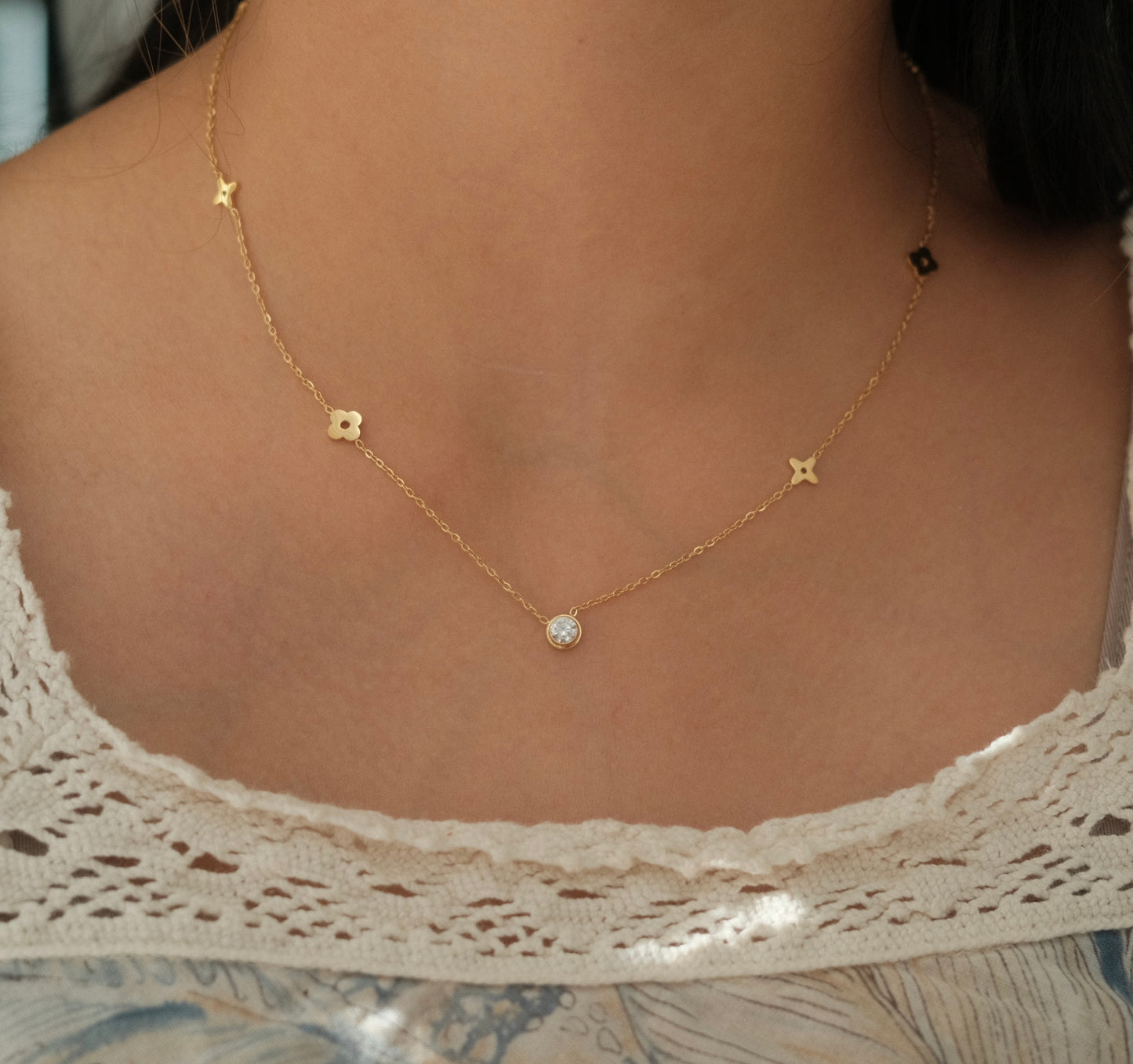 Alara - Gold Clover Dainty Necklace